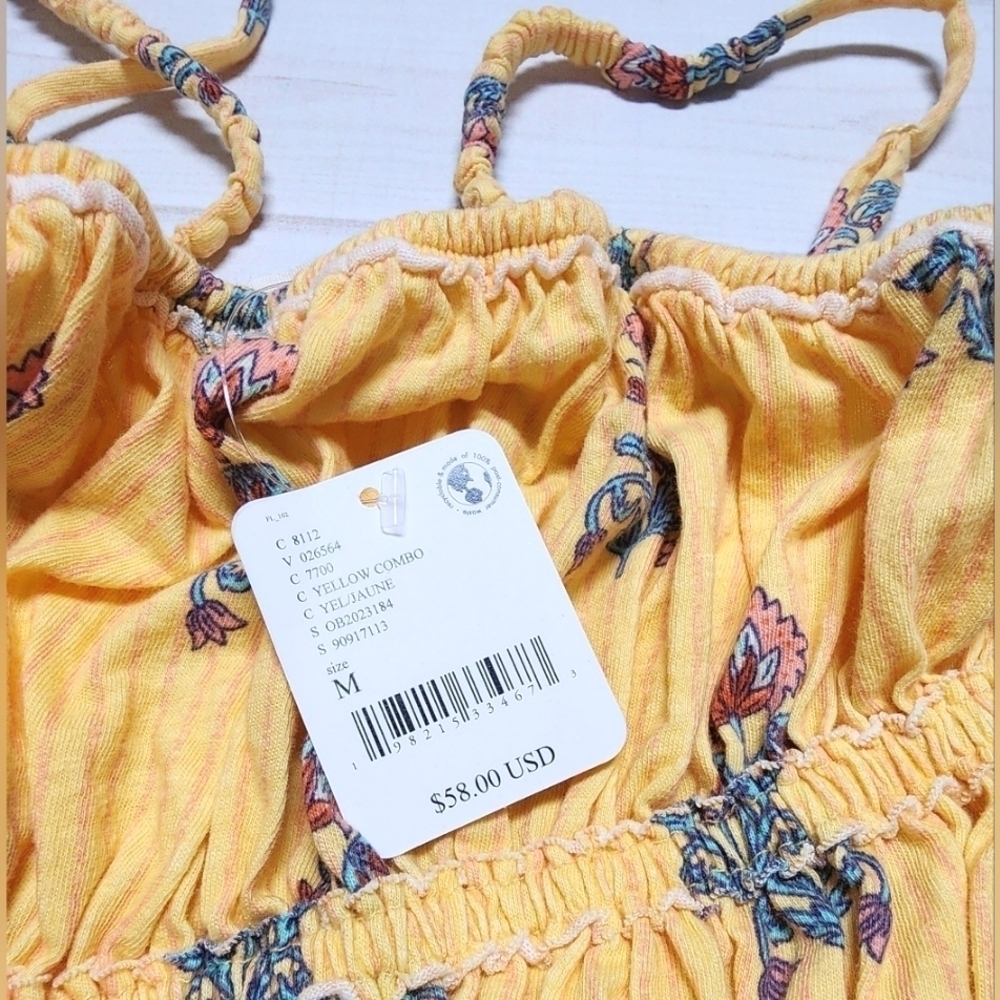 Free People Dolce Vita Yellow Combo Tank Top Medium - New With Tags - Picture 5 of 8